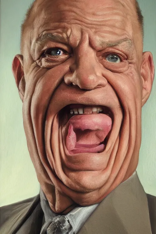 Prompt: portrait of don rickles, oil painting by wilson mclean, sharp focus, masterpiece, highly detailed