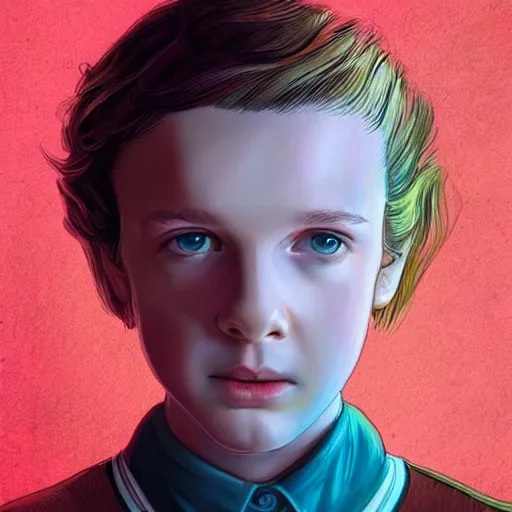Prompt: a beautiful portrait of Eleven from Stranger things by (((Bowater Charlie))) , fantasy!!! , digital!!!, character,