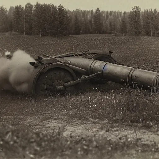 Image similar to a picture of a enormous bear pulling a towed artillery gun behind him, eastern front, historical picture