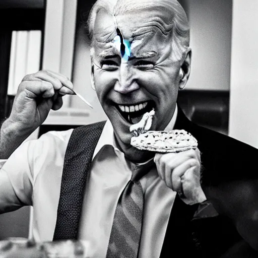 Prompt: a happy joe biden eating a hamburger made of marble