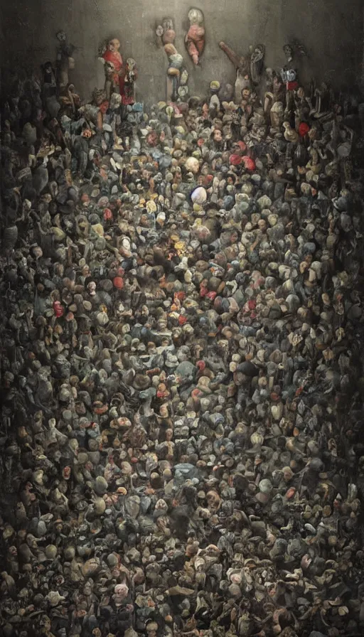 Image similar to life and death mixing together, by dan witz