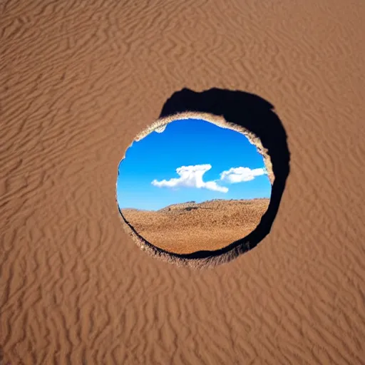 Prompt: clear blue desert sky with one clouf ormation in the shape of a dragon