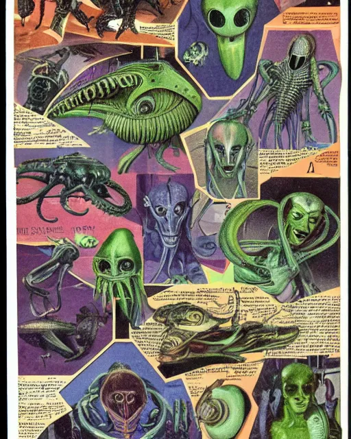 Image similar to vintage manual of alien species, 8k