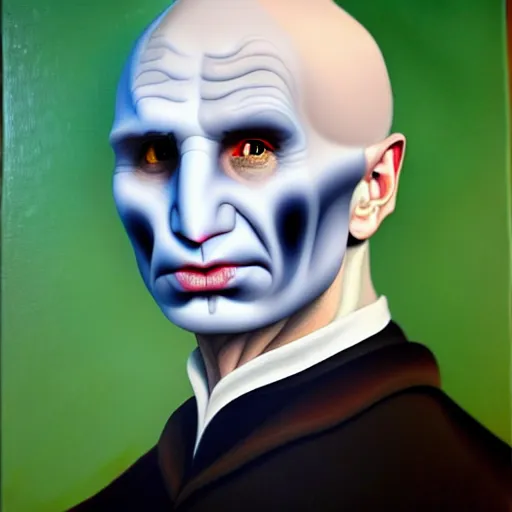 Image similar to voldemort flat nose artgem highly detailed oil on canvas