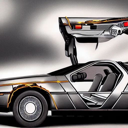 Image similar to DeLorean car in Cronenberg style, dark surrealism