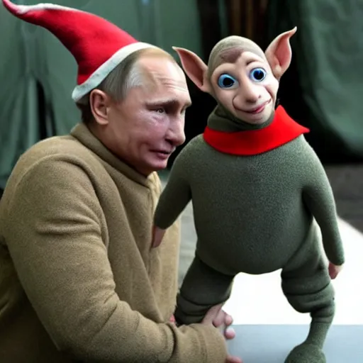 Prompt: Vladimir Putin as Dobby the Elf