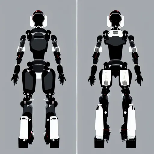 Prompt: Front and back full body full height | sleek futuristic biped mecha | super high resolution photo | White background | Front and rear | Orthographic engineering diagram