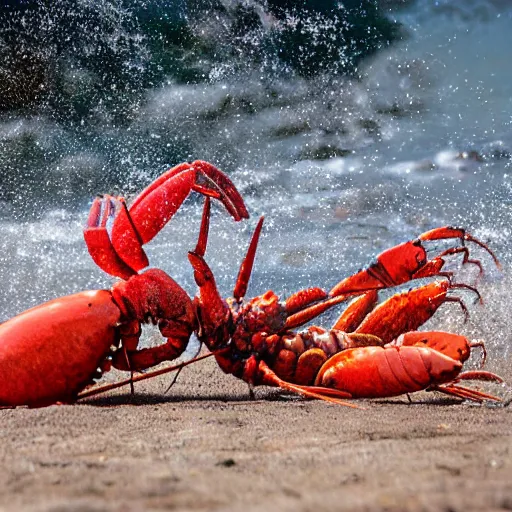 Prompt: lobster fighting
