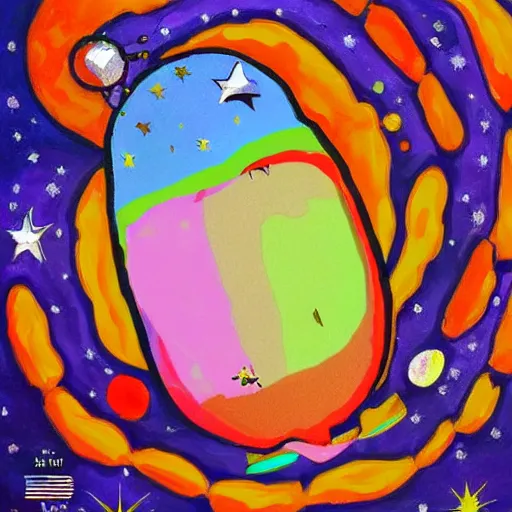 Image similar to a beautiful painting of donald trump as a jellybean in space, highly detailed