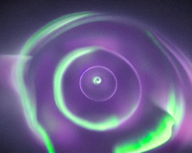 Prompt: hyperrealistic photo of a vortex made from northern lights spinning around sun halo made in unreal engine 4