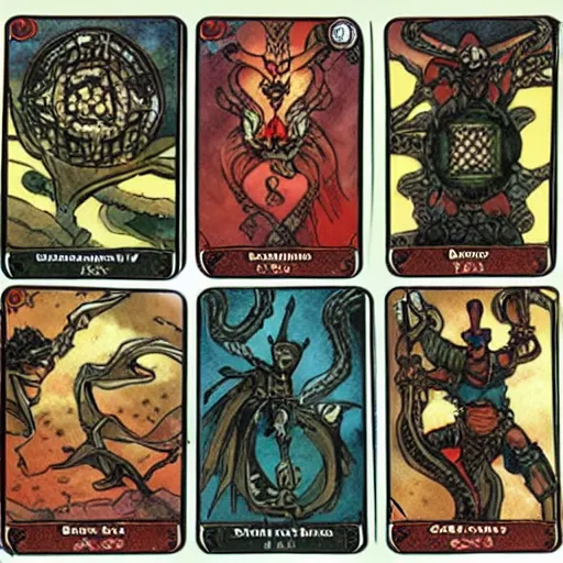 Prompt: Dungeon and Dragons tarot cards
