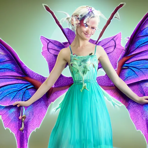 Prompt: a fairy with dragon wings