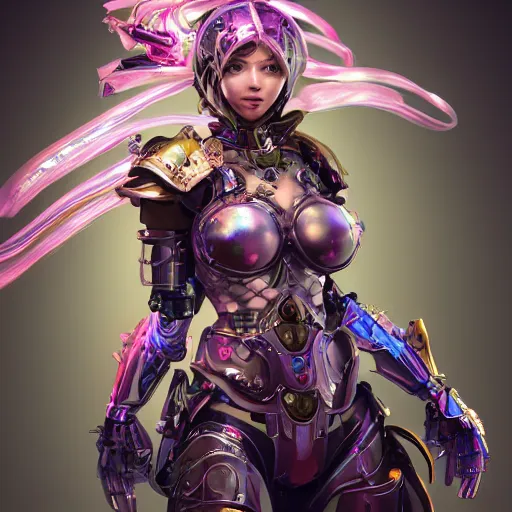 Image similar to studio portrait of lawful good colorful female holy mecha paladin absurdly beautiful, elegant, young sensual graceful woman, ultrafine hyperrealistic detailed face illustration by kim jung gi, irakli nadar, intricate linework, sharp focus, bright colors, matte, octopath traveler, final fantasy, unreal engine highly rendered, global illumination, radiant light, intricate environment