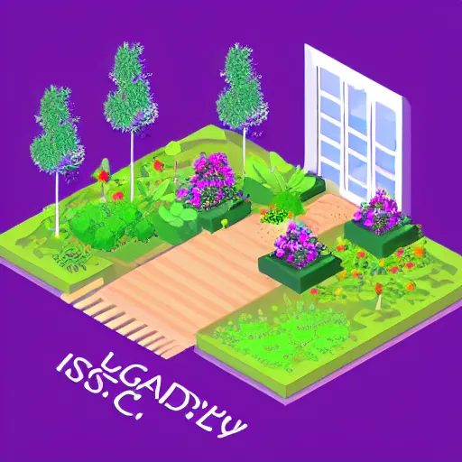 Prompt: beautiful isometric garden, trees and plants, futuristic, ideal, zen