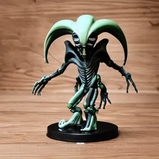 Image similar to cute xenomorph action figure, pastel colors, home display, high quality photo