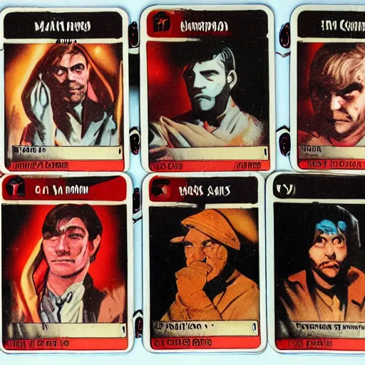 Prompt: Manos the hands of fate trading cards