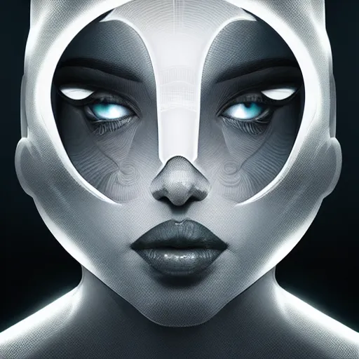 Image similar to symmetry!! solid cube of light, hard edges, product render retro - futuristic poster scifi, black face characters, intricate, elegant, highly detailed, digital painting, artstation, concept art, smooth, sharp focus, illustration, dreamlike, art by artgerm