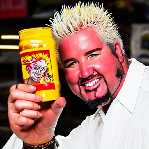 Prompt: Guy Fieri selling fiery Fieros