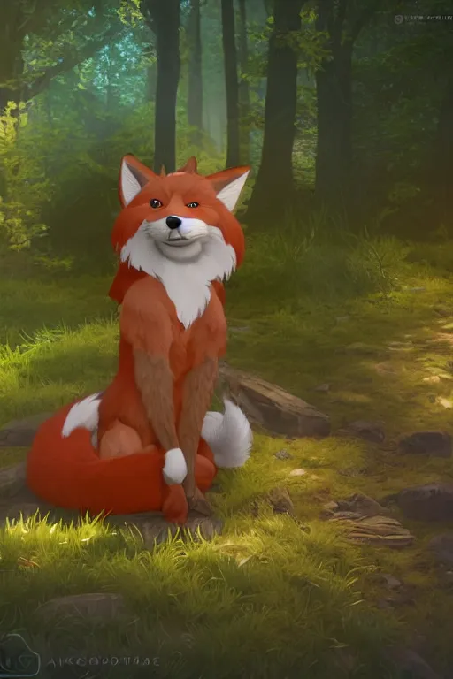 Prompt: a medieval fox furry fursona with a fluffy tail in a forest, backlighting, cgi, rendered in unreal engine, trending on artstation, cartoon, pixar