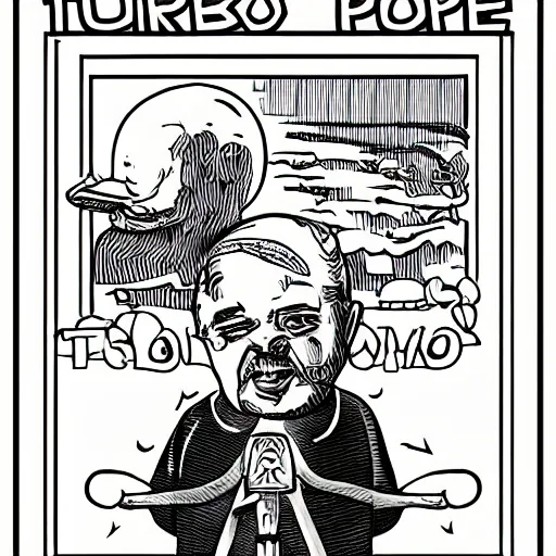 Image similar to humorous illustration of turbo pope