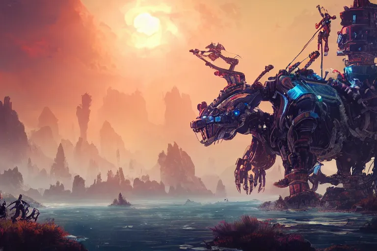 Image similar to bristleback machine mecanical creature robot of horizon forbidden west horizon zero dawn bioluminiscence global illumination ray tracing hdr fanart arstation by ian pesty and alena aenami artworks in 4 k