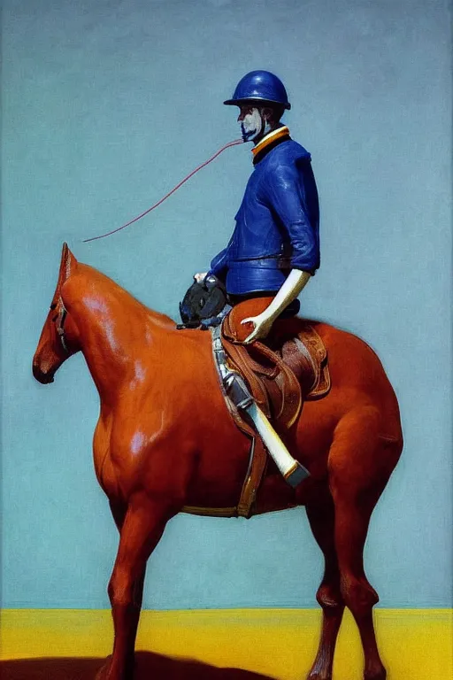 Image similar to a horse stands on the back of a horse c with head astronaut, hauntingly surreal, highly detailed painting by francis bacon, edward hopper, adrian ghenie, gerhard richter, and james jean soft light 4 k,