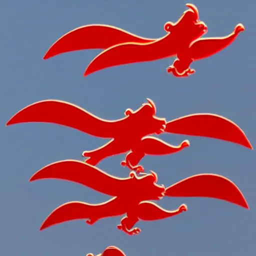 Image similar to tiny cute red dragons flying in the skies of tokyo