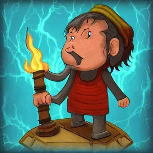 Image similar to n'lil, he is an old god who rules storms, earthquakes and fire.