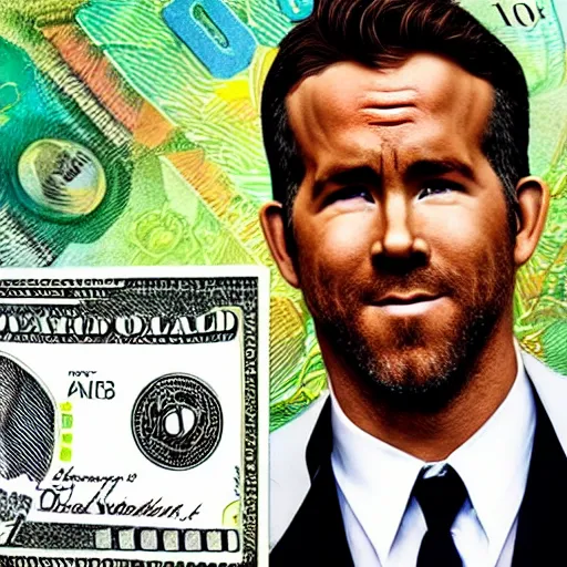 Image similar to ryan reynolds in a 1 0 0 dollar bill