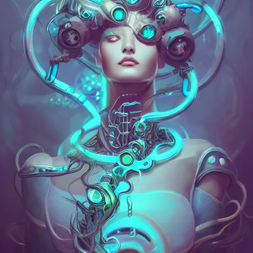 Image similar to a portrait of a beautiful cybernetic medusa, cyberpunk concept art by pete mohrbacher and wlop and artgerm and josan gonzales, digital art, highly detailed, intricate, sci-fi, sharp focus, Trending on Artstation HQ, deviantart, unreal engine 5, 4K UHD image