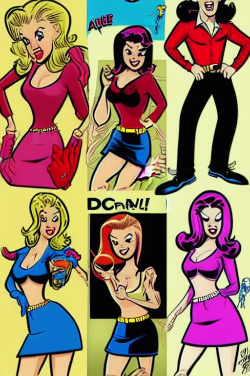 Image similar to archie comics, in the style of dan decarlo, as drawn by dan decarlo for archie comics,