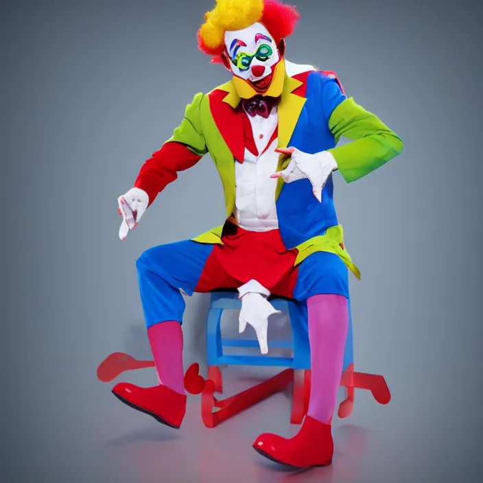 Image similar to photo steven colbert, dressed in a clown costume, octane render