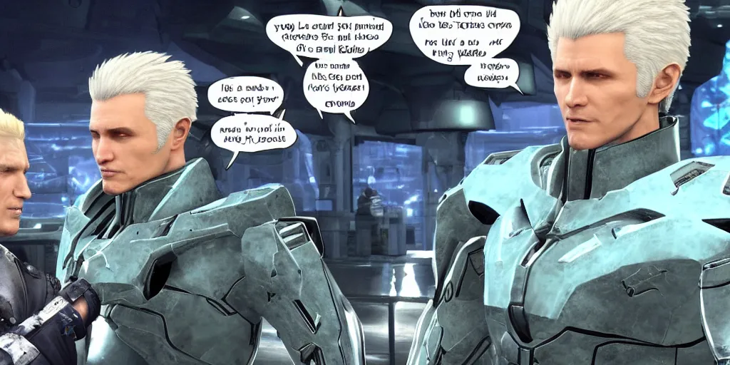 Prompt: vergil talking with master chief