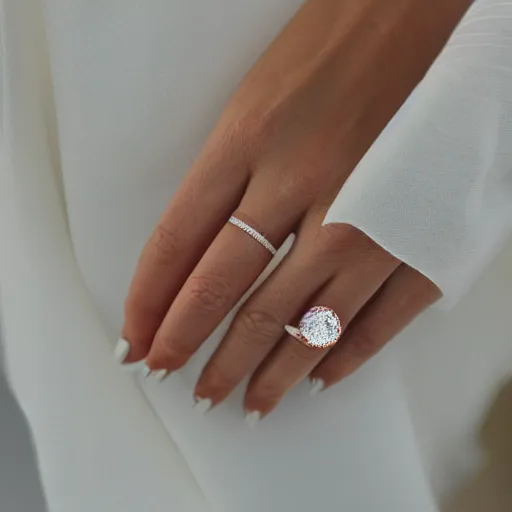 Image similar to wife wearing a ring with stunning 4 8 7 carat diamond that shimmers