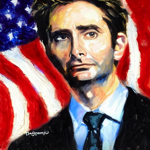 Prompt: painting of potus david tennant, modern, impressionist, portrait