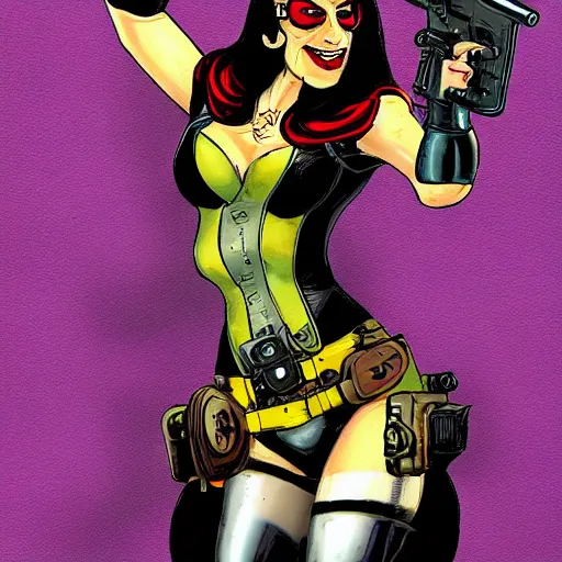 Image similar to the baroness with guns by adam hughs