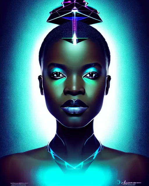 Image similar to symmetry!! african princess of technology, solid cube of light, hard edges, product render retro - futuristic poster scifi, lasers and neon circuits, beautiful dark skin african princess, intricate, elegant, highly detailed, digital painting, artstation, concept art, smooth, sharp focus, illustration, dreamlike, art by artgerm