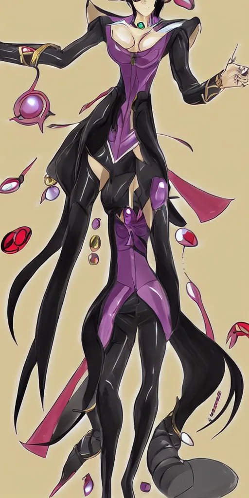 Prompt: bayonetta as a pokemon trainer, anime, concept art