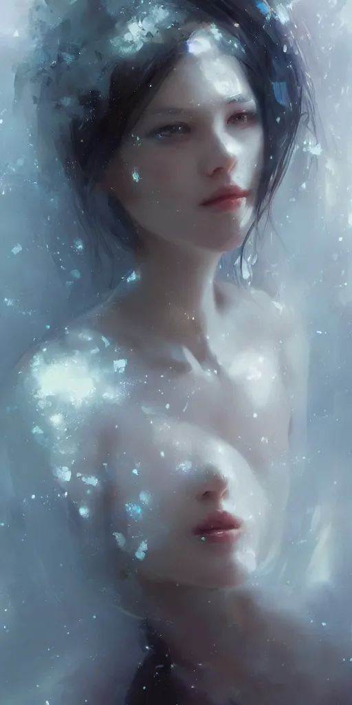 Prompt: A beautiful ethereal woman by WLOP, greg rutkowski and ross tran