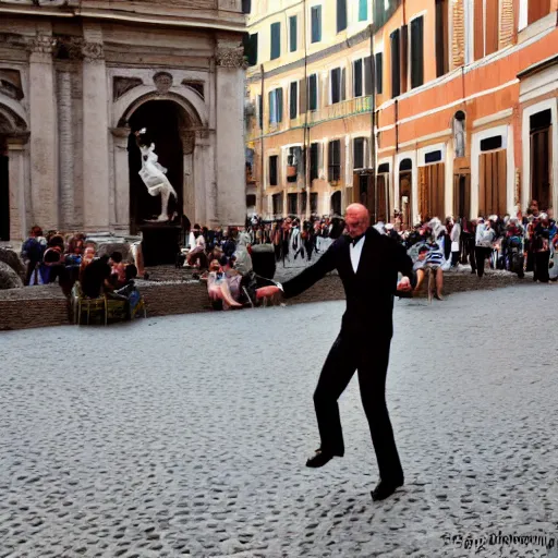 Image similar to frogman dancing in rome