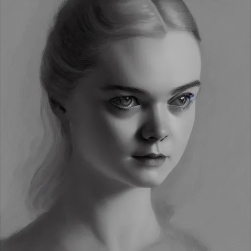 Prompt: Elle Fanning in a dark room, artstation, by J. C. Leyendecker and Peter Paul Rubens, Extremely detailed. 4K. Award winning.