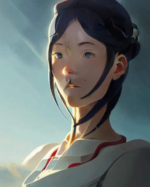 Prompt: girl cyborg, hibiki otsuki detailed perfect face, exquisite details, fire magic, mid view, design on a white background, by studio muti, greg rutkowski makoto shinkai takashi takeuchi studio ghibli