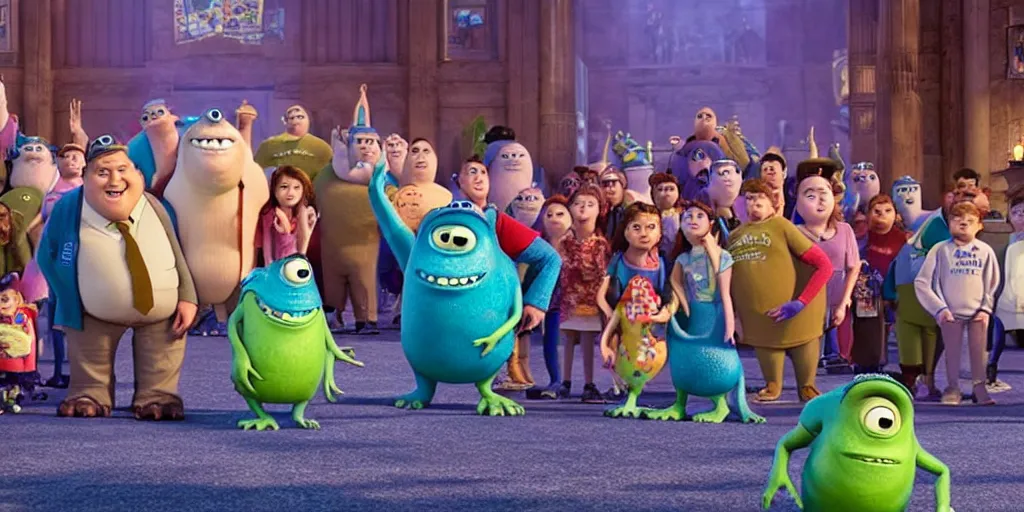 Image similar to giant slug attacking students in spacious laboratory, monster university, monsters university 2 0 1 3