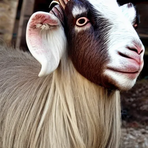 Prompt: goat with heavy metal makeup