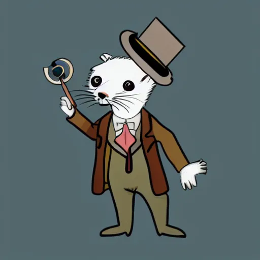 Image similar to an illustration of a jaunty ferret with a monocle