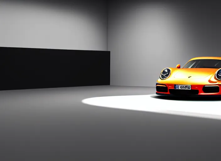 Image similar to Porsche designed by Apple, studio light, octane render