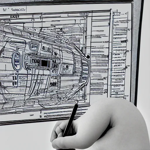 Image similar to picture of small boy making blueprint of ultramodern spaceship, boy, very realistic digital art, trending on artstation,