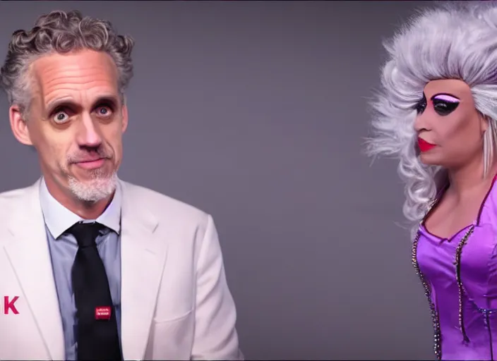 Prompt: dslr photo still of!!!! jordan peterson!!!! dressed as a woman dressed as a woman drag, 8 k, studio lighting