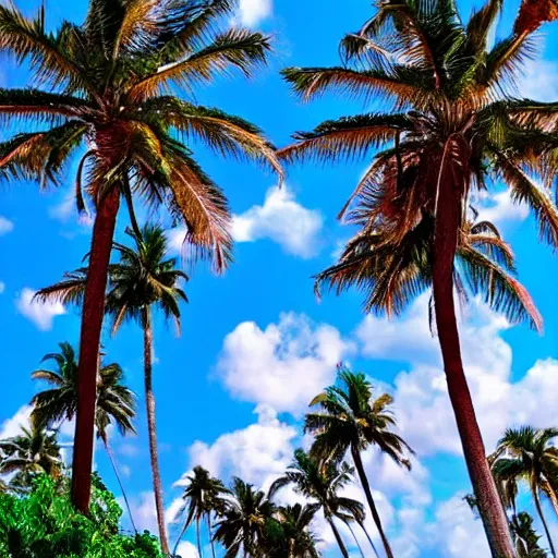 Image similar to Heaven Like place with beautiful clouds and palm trees