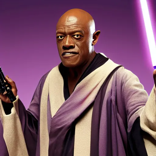 Image similar to beatlejuice as mace windu in star wars episode 3, 8k resolution, full HD, cinematic lighting, award winning, anatomically correct